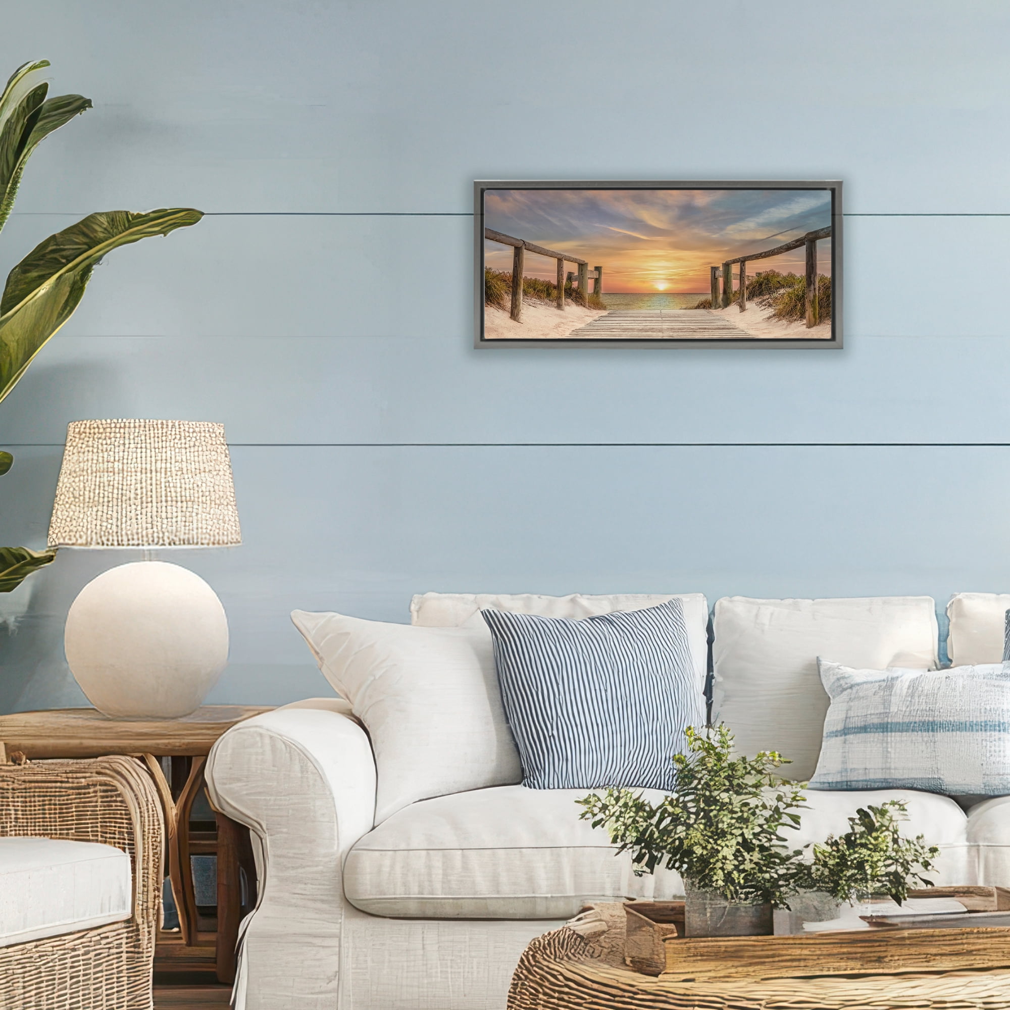 Stupell Industries Pathway To Sunset Gray Framed Floater Canvas Wall Art, design by Mike Caliascibetta