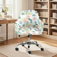 thumbnail image 2 of Whosucclay Flower Leaf Print Swivel Armrest Curved Back Cover, Universal Elastic Office Chair Slipcovers, Stretch Wingback Dining Chair Cover Protector, for Vanity Living Room, 2 of 7