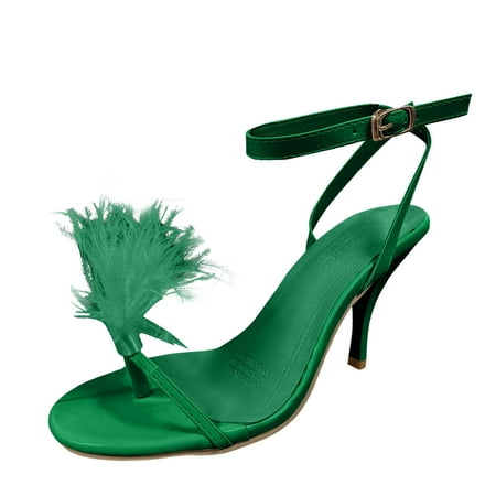 

HSMQHJWE Fluffy Heels Women s Open Toe Sandal Fluffy Feather Lace Up Strappy High Heel Shoes High Heels For Women Strappy