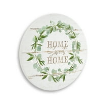 Stupell Industries Sweet Home Greeting Eucalyptus Wreath Rustic Plank Pattern,12 x 12,Design By Jennifer Pugh