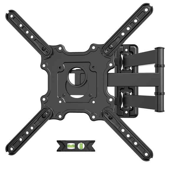 MountLiving Full Motion TV Wall Mount for 26-60" Screens, Single Stud Corner Bracket with Swivel & Tilt, Max VESA 400x400mm, 77 lbs Capacity