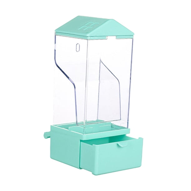 Comedero automático para pájaros, portátil, transparente y reutilizable. azul