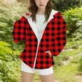 thumbnail image 2 of BFHHYA Girls' Plaid Print Sweatshirt Jacket Kid Tween Oversized Hoodie Zip-Up Drop Shoulder Sweatshirt with Pockets (4-15 Years), 2 of 5