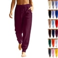 thumbnail image 2 of Sweatpants for Women 2026 Trendy High Waisted Baggy Sweat Pant with Pockets Casual Fleece Joggers Lounge Trousers Trendy,Wine 3XL, 2 of 8