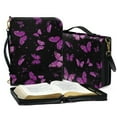thumbnail image 3 of ZUXONGSY Purple Butterfly Print Bible Cover for Women Men PU Leather Bible Case with Handle Large Bible Bag Multifunctional Bible Carrier for Church Religious, XL, 3 of 7