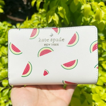 Kate Spade Staci Watermelon Party Medium Compact Bifold Wallet Cream Multi