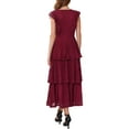 thumbnail image 3 of INSPIRE CHIC Women's Lace Dress for Wedding Guest Cocktail Evening Ruffle Cap Sleeves Tiered A-Line Maxi Dresses S Burgundy, 3 of 6