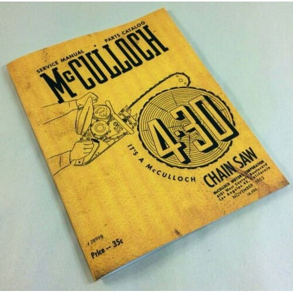 Mcculloch 4-30 Chain Saw Service Repair Shop Manual Parts Catalog List 2 Stroke