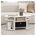 thumbnail image 2 of Jaya Simple Design Oval Coffee Table with Bin for Living Room, White Oak/Chrome/Black, 2 of 6