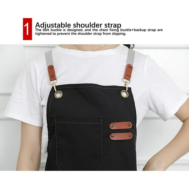 VONKY Canvas Hanging Neck Apron With Pockets Baking Aprons Adjustable Restaurant Kitchen Factories Manicure BBQ Accessories