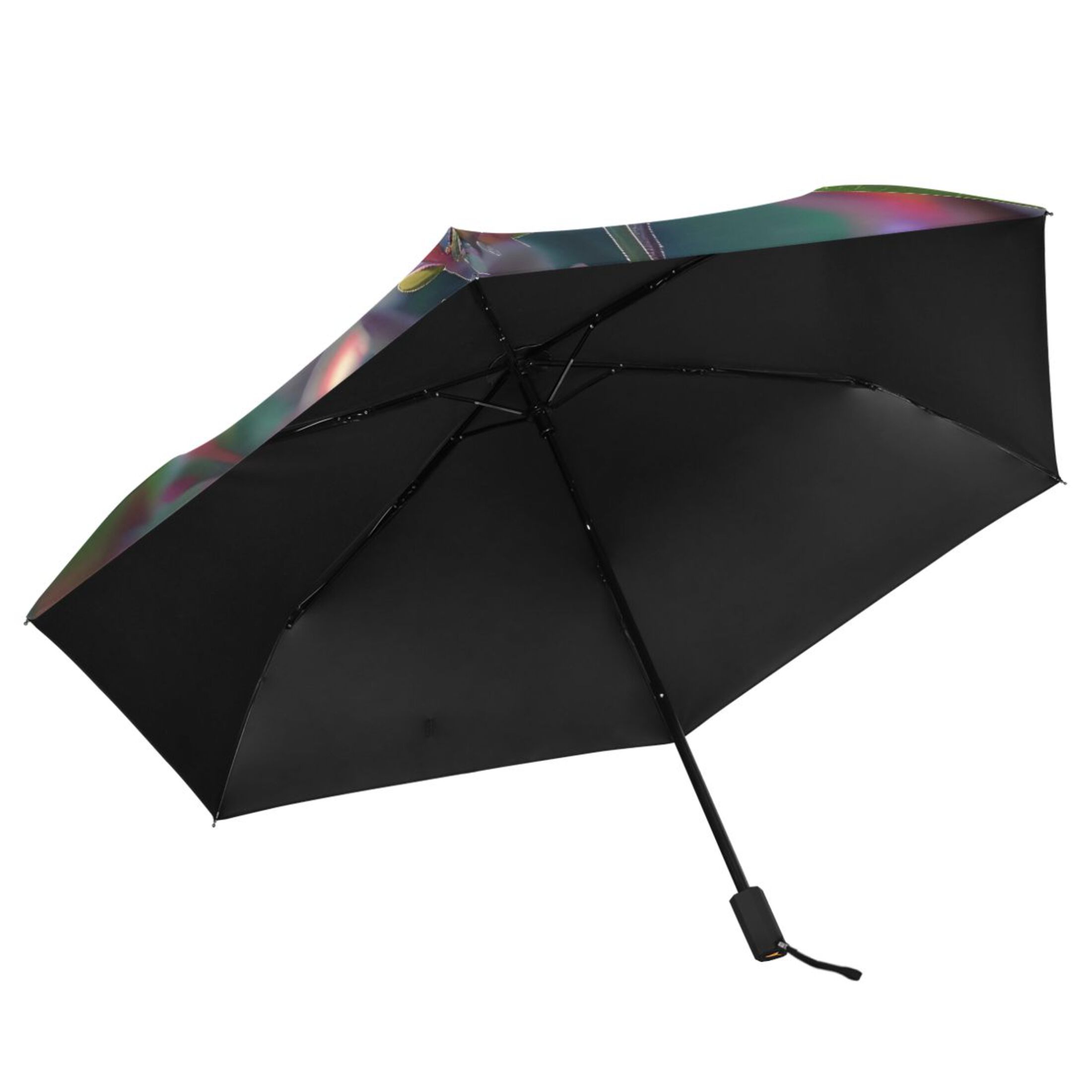 Birds in Florals All Weather Umbrella Triple Folding Parasol 6 Ribs UV Protection Portable