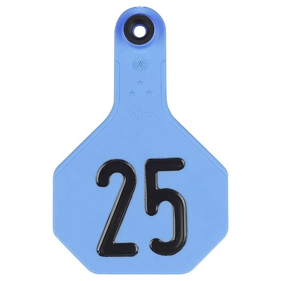 Cattle ID Ear Tags - Medium Blue 76-100 - 3 Star - All American - Durable Polyurethane - Livestock Identification - Farm & Ranch