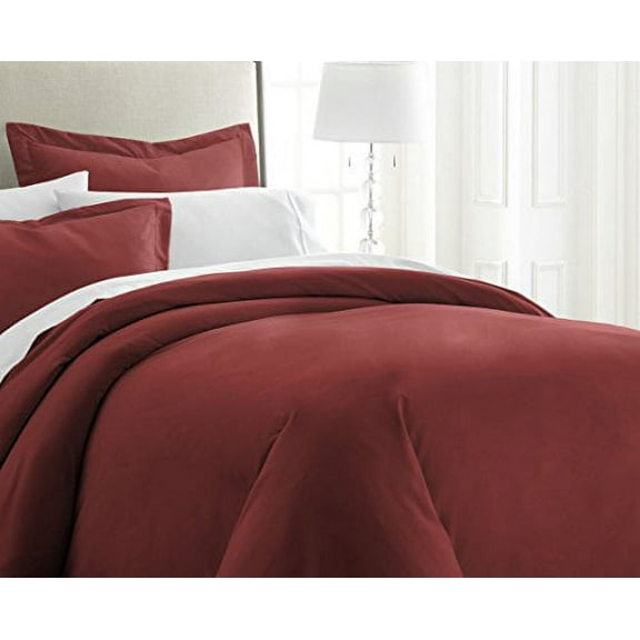 ienjoy Home 3 Piece Home Collection Premium Luxury Double Brushed Duvet Cover Set, California King, Burgundy