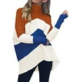 thumbnail image 2 of FOCUSNORM Women Solid/Contrast Color Sweater Bat Sleeve Irregular Hem Pullover, 2 of 4