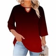 thumbnail image 2 of LEKWK 3/4 Sleeve Tops for Women Regular Fit Keyhole Neck 3/4 Sleeve Tops Regular Fit Gradient Ombre Casual Tops Casual Tunic Length office Work Outfits, 2 of 7