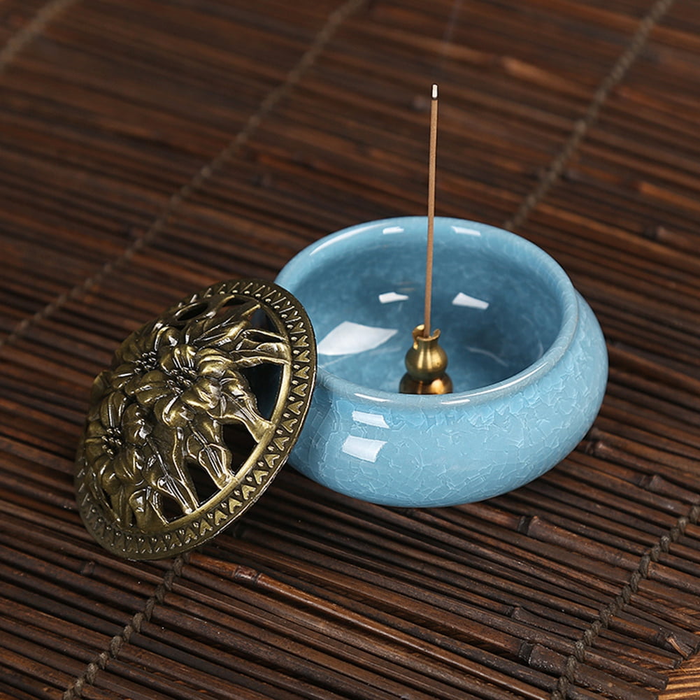 Yesbay Vintage Ceramic Incense Burner Holder Meditation Buddhist Zen Censer Home Decor,Ceramic Censer