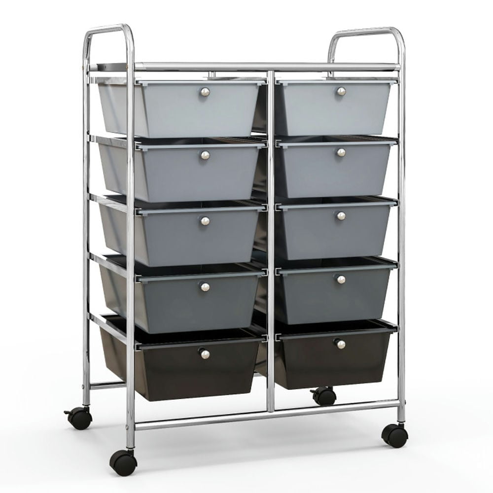 Spaco 10-Drawer Rolling Storage Cart-Gray, Craft Organizers and Storage, Multipurpose Organizer Cart for Home, Office, School
