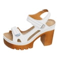 thumbnail image 4 of Rokment Platform High Heels Walking Work Sandals for Women 2026 Summer Fashion Comfortable Extra Chunky Block Heeled Ankle Strap Casual Dress Sandals White Size 8, 4 of 5