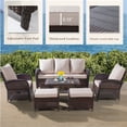 thumbnail image 3 of 6 Pieces Wicker Patio Conversation Set with 48inch Fire Pit Table, Cushions and Furniture Cover, 3 of 10
