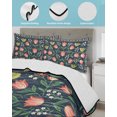 thumbnail image 3 of Twin XL Quilt Bedding Set, Vintage Floral Reversible Summer Quilt 3 Pieces, Middle Century Bohemia Tulip Flowers Birds Lightweight Bedspreads Coverlets with 2 Pillow Shams for All Seasons, 3 of 5