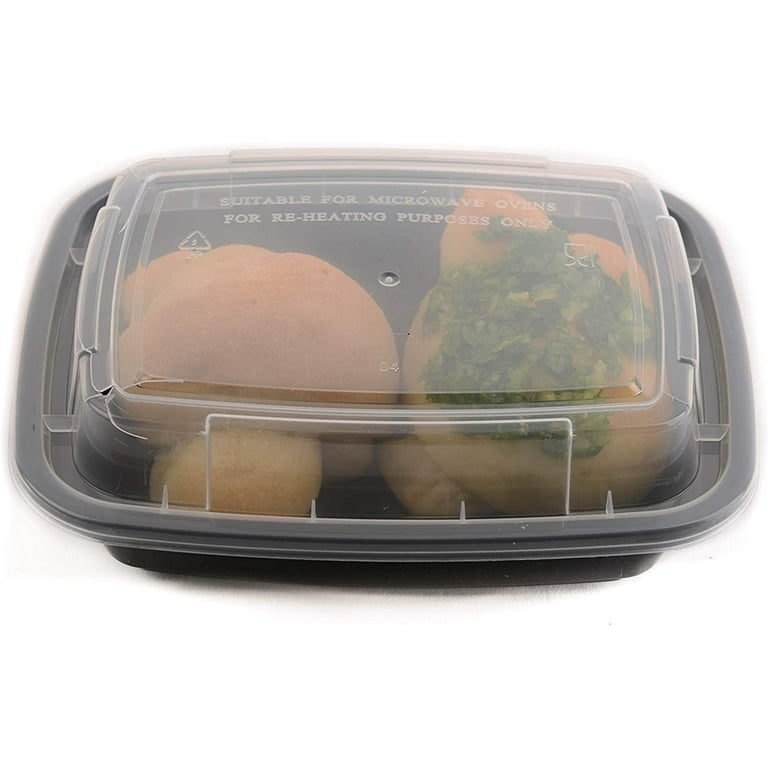 33oz 3 Compartment Rectangular Meal Prep Containers with Lids Black, F –  EcoQuality Store