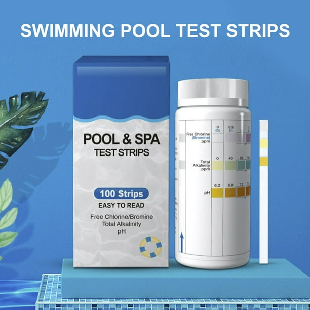 POINTERTECK 100Pcs Swimming Pool Test Strips 3In1 Spa Water pH Testing Strips Kit Pool and Hot