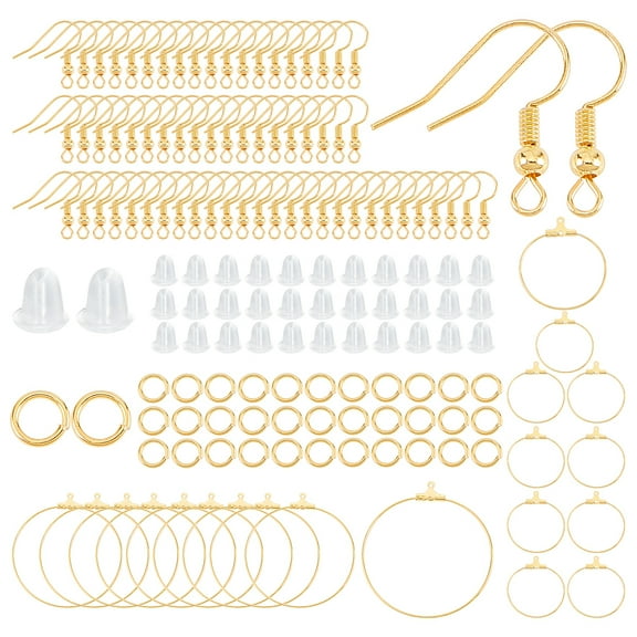 DIY Dangle Earring Making Kits Including Brass Earring Hooks & Jump Rings 304 Stainless Steel Pendants and Plastic Ear Nuts Golden 620pcs/box