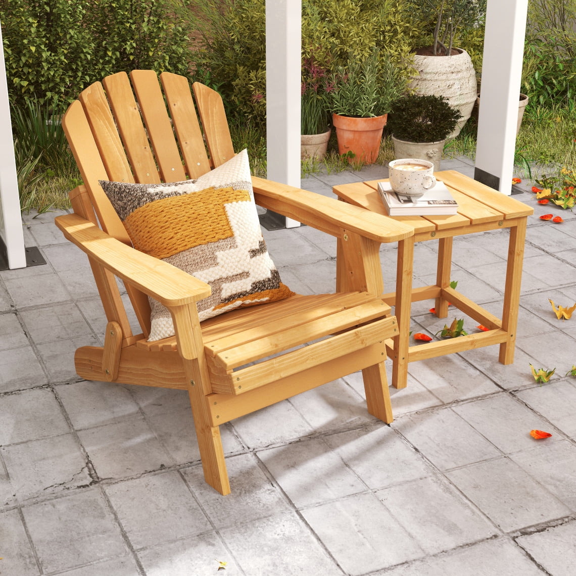 Extra Wide Folding Adirondack Chair with Pre-Assembled Seat - Sturdy Hemlock Wood Outdoor Lounge Chair for Patio, Deck or Garden (Supports 330 lbs)