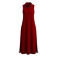 thumbnail image 7 of ClodeEU Women's Sleeveless V Neck Maxi Dress with Pockets and Side Slit, Casual Loose Fit Long Dress Red,Women's Plus M, 7 of 7