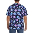 thumbnail image 3 of Lsque star Skull flower crystal print Men's Cuban Collar Short Sleeve Shirt Summer Beachwear Casual Button Down Fashionable Vacation Leisure Shirt-X-Large, 3 of 7