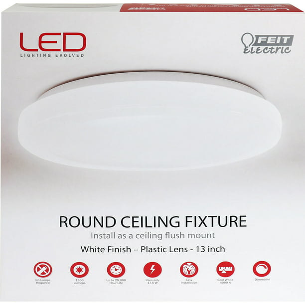 Feit Electric 13 In H X W 3 8 L White Led Ceiling Light Fixture Com - Electric Led Ceiling Lights
