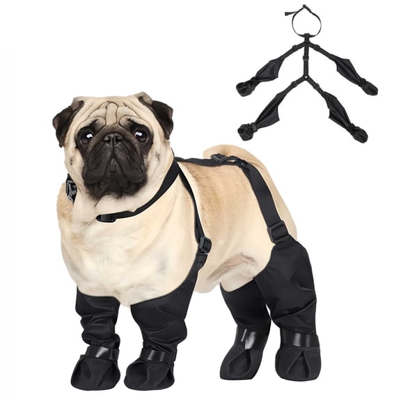 Dog Boots for Small/Medium Dogs, EEEkit Anti-Slip Pet Shoes Waterproof Dog Paw Protectors for Outdoor Walking, Black