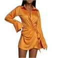 thumbnail image 1 of Mujeres Casual Trompeta Manga larga Sólido Turn-down Collar Adelgazamiento Mini vestidos de camisa Fridja yut6986, 1 of 9