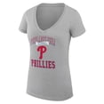 thumbnail image 2 of Women's G-III 4Her by Carl Banks Heather Gray Philadelphia Phillies Super-Slim Fit Lightweight Team Logo Graphic V-Neck, 2 of 5