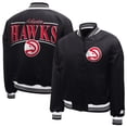 thumbnail image 3 of Women's Starter  Black Atlanta Hawks Arch Stripe Full-Snap Satin Varsity Jacket, 3 of 3