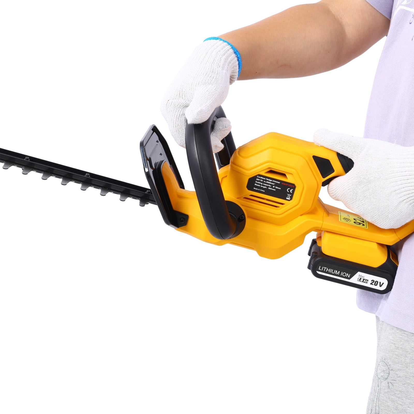 20V Cordless Hedge Trimmer, 22" Dual-Action Steel Blade with Battery & Charger, Cuts 3/4" Branches, 3000 Sq Ft per Charge