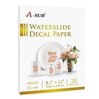 KOALA Metallic Gold Waterslide Decal Paper for Inkjet Printer- Translucent  Clear 8.5x11 Water Slide Transfer Paper for DIY Tumbler, Mug, Candle, Nail  Crafts- 5 Sheets 