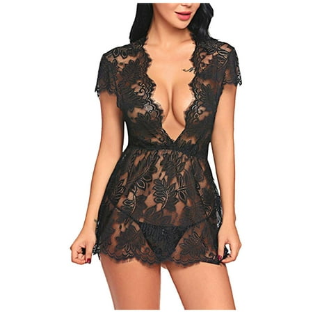 

Lingerie for Women Naughty Bodysuit Teddy Bodysuit Lace Black S