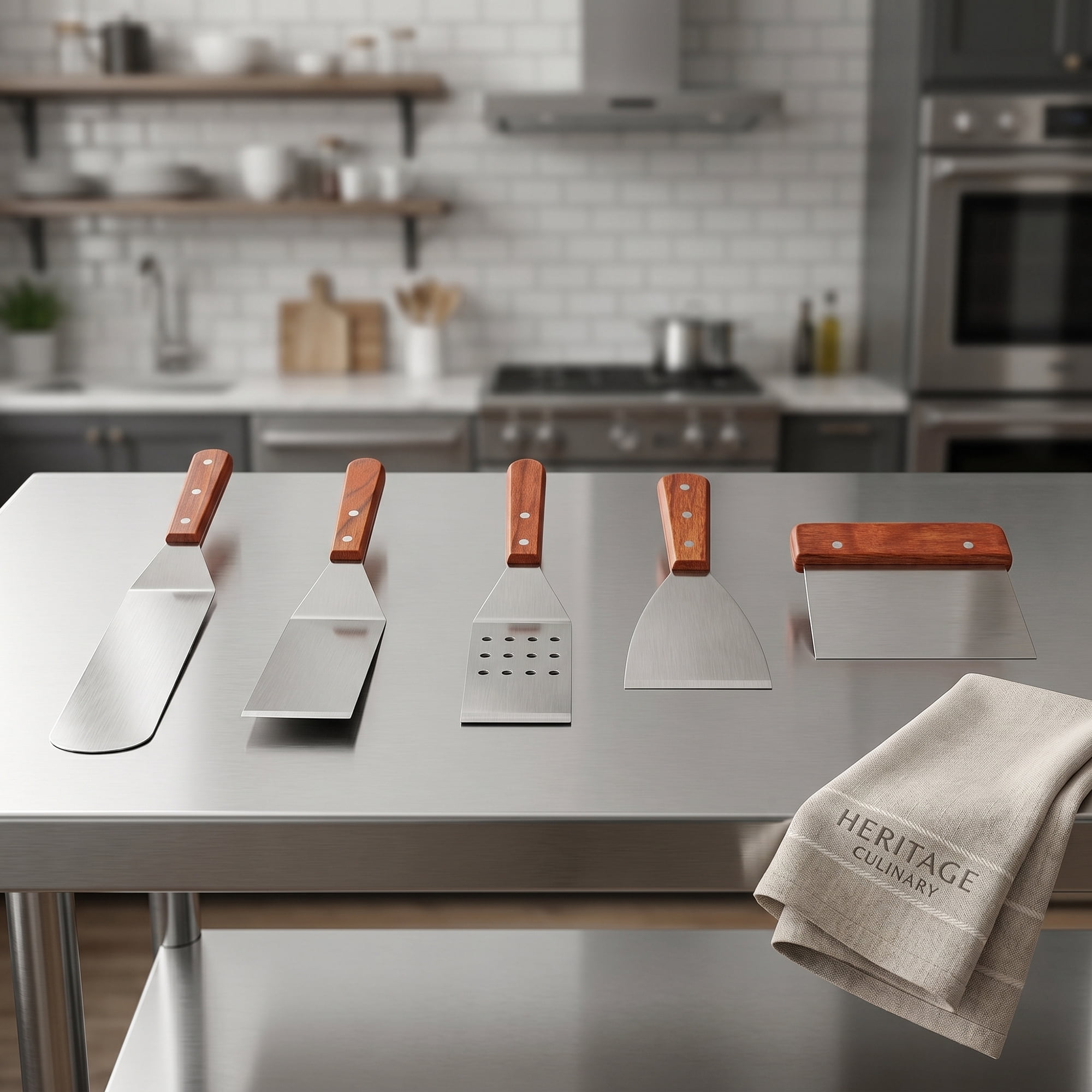 Unique Bargains Heat-Resistant Dishwasher Safe Kitchen Spatula Set Silver-A 5Pcs