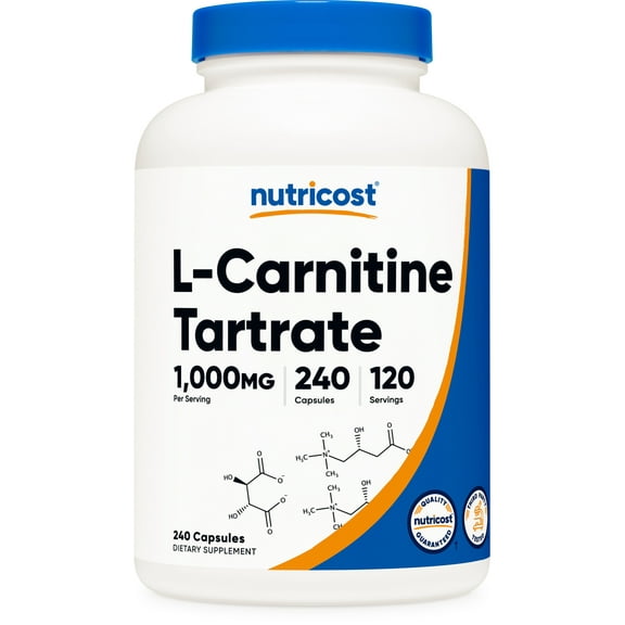 Nutricost L-Carnitine Tartrate Supplement 500mg, 240 Capsules, 1000mg per Serving