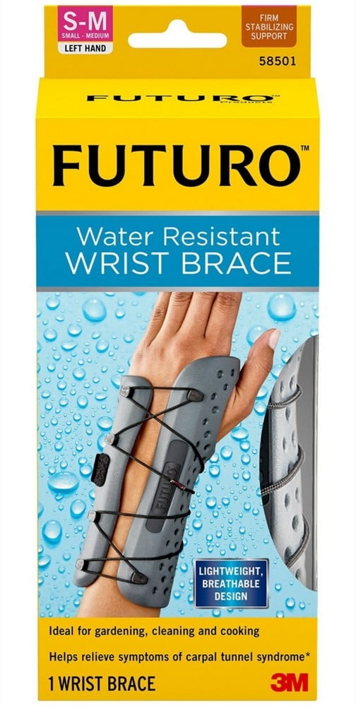 FUTURO Water Resistant Wrist Brace for Left Hand, Small/Medium 1 ea