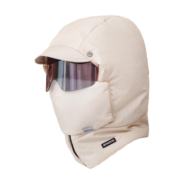 Gorro de invierno cálido, térmico, resistente al viento, moderno, protector de cuello, gorro de trampero para Beige