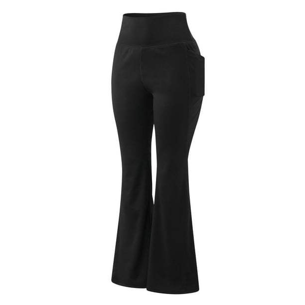TOWED22 Women's High Waisted Flared Leggings with Pockets Wide Leg Yoga  Pants(Black,M)