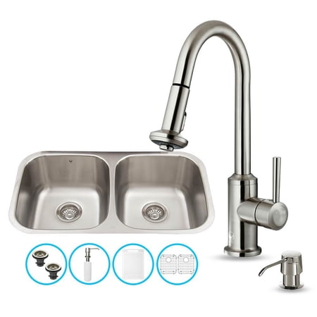 UPC 849922000107 product image for All in One 32 in. Undermount Stainless Steel Kitchen Sink and Faucet Set | upcitemdb.com
