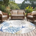 thumbnail image 4 of Summer Blue Coral Round Area Rug 5Ft Washable Circle Rugs for Living Room Bedroom, Coastal Starfish Ocean Nautical Non-Slip Carpet Floor Mats Indoor Outdoor Carpet Runner Aesthetic Home Decor, 4 of 8