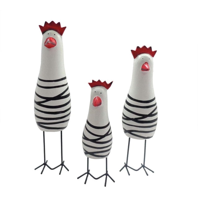 Familia de madera de tres piezas pollo escultura muñeca animal regalo orn