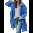 thumbnail image 3 of Women'S Winter Single-Breasted Long Hooded Casual Windbreaker Jacket Blue L, 3 of 6