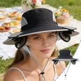 thumbnail image 2 of 3 Speed Solar Powered Fan Hat with 2 Fans, Wide Brim Sun Hat for Outdoor Fishing, Hiking Gardening, USB Solar Charging, Mother's Day Gift for Women Mom, Birthday Gift for Girlfriend, Black, 2 of 7