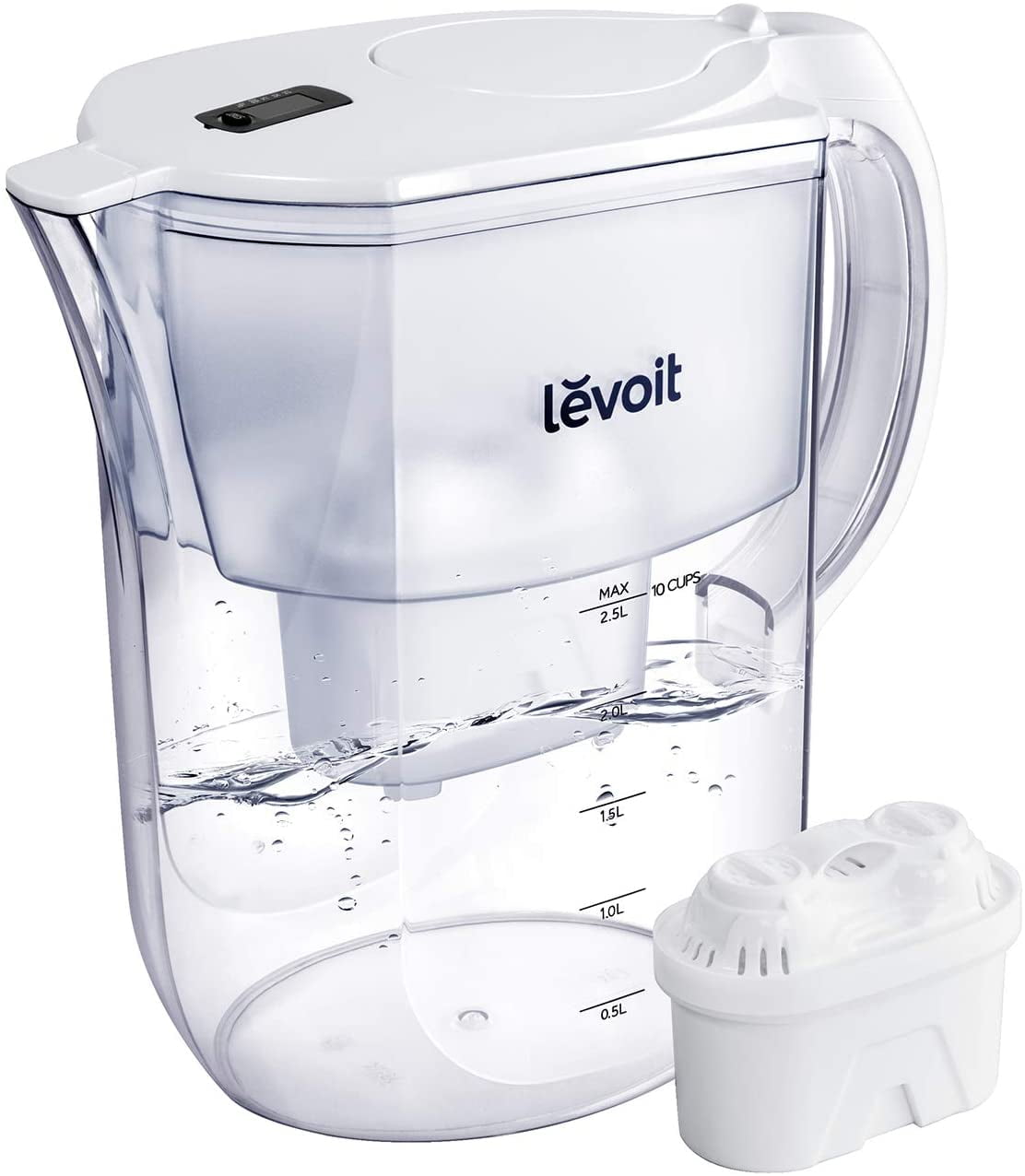Levoit Water Filter Pitcher, 10 Cup Large, White