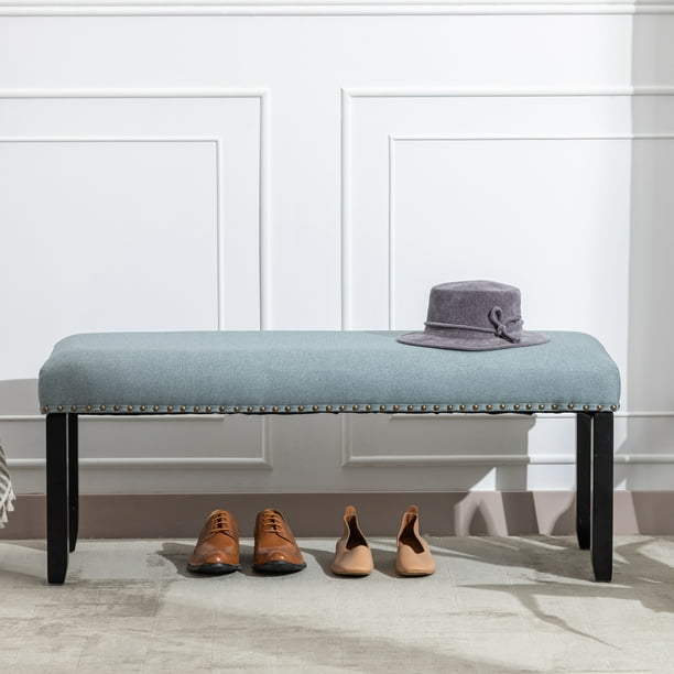 Duhome Upholstered Bench with Nailhead Trim, MidCentury Dining Bench